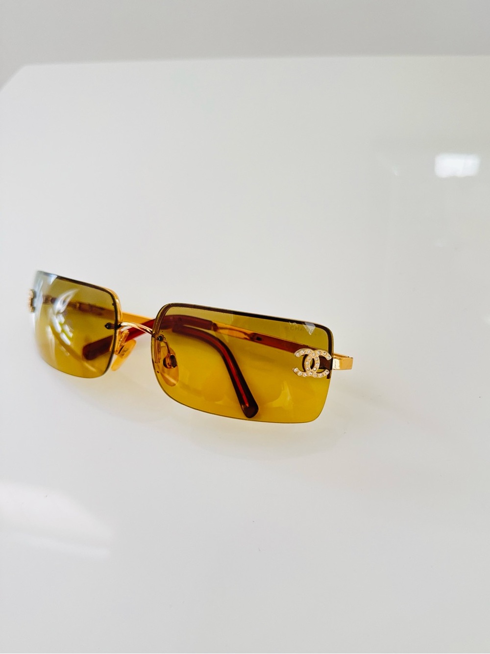 RARE ✨Authentic Vintage Chanel 4104-B  rimless gold sunglasses